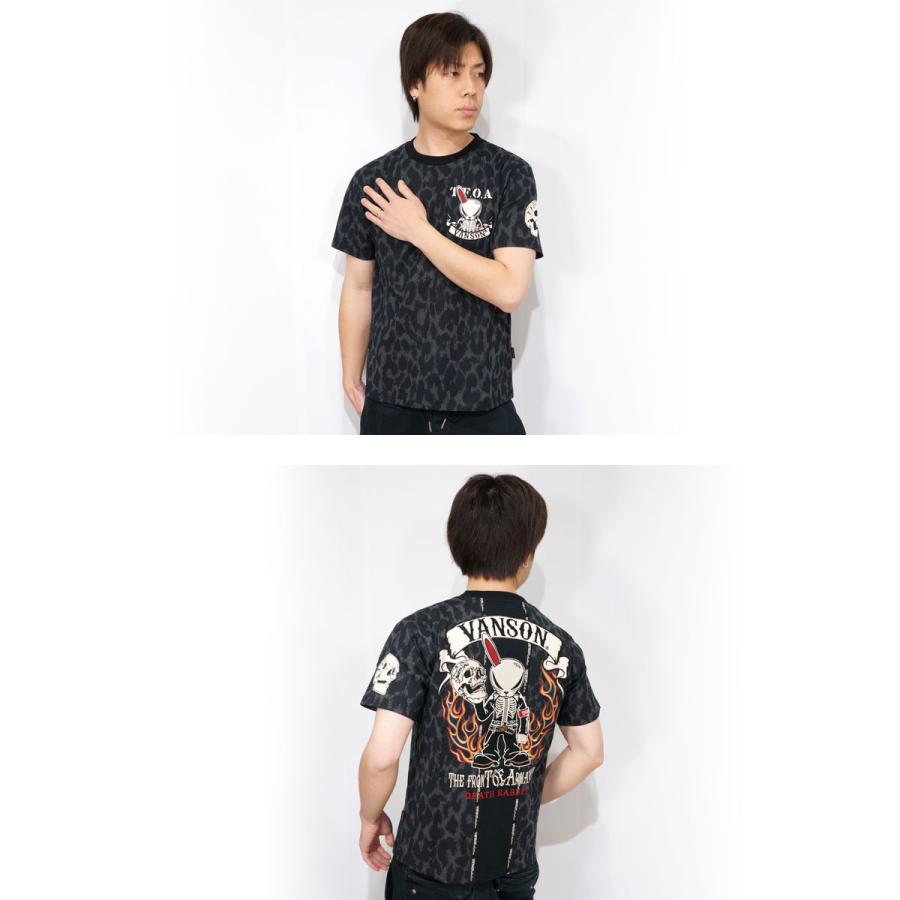 VANSON×T.F.O.A デスラビット 刺繍 Tシャツ ジャガード スカル VANSON バンソン クローズワーストコラボ デスラビット ホールド