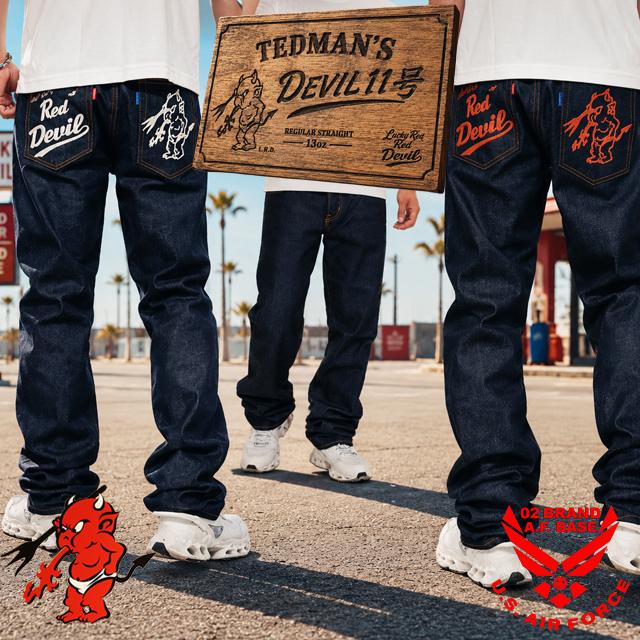 テッドマン Lucky Red Devil ストレートデニム 36インチ TEDMAN 