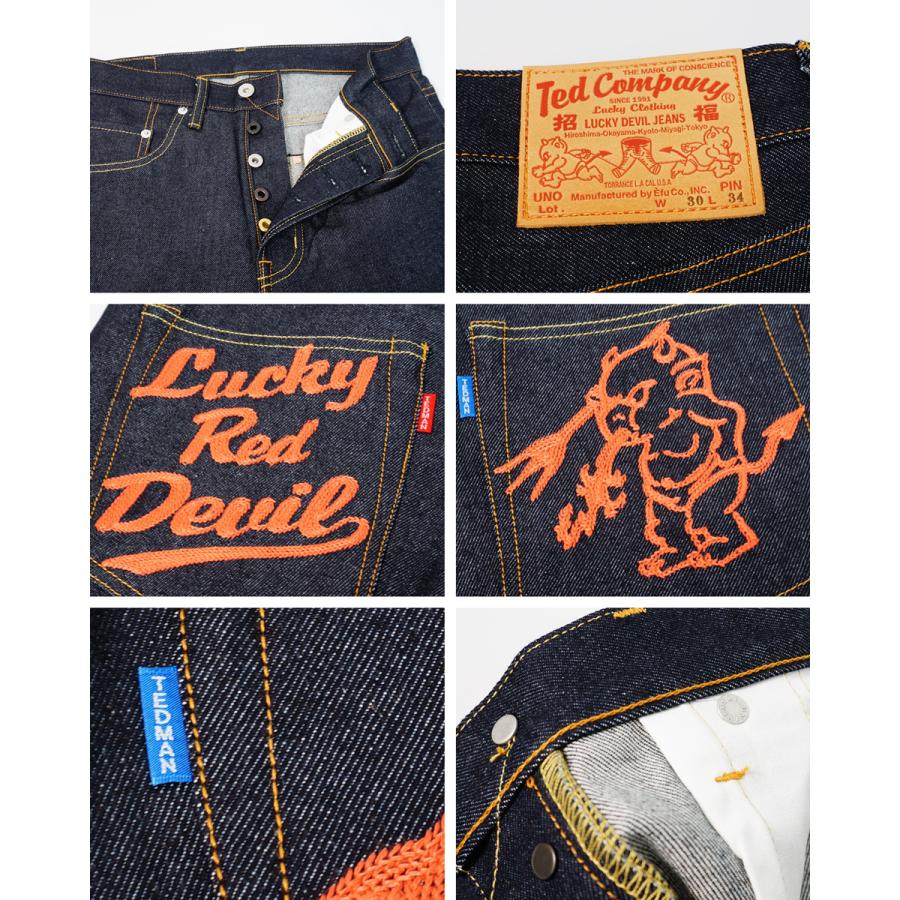 テッドマン DEVIL 5号 LUCKY RED DEVIL刺繍 防縮加工ノンウォッシュ 