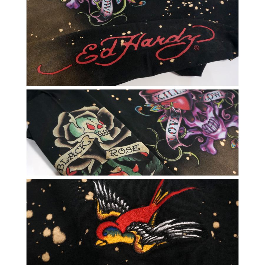 Ed Hardy（エド・ハーディー） ハートスカル刺繍 グラデーション 長袖T