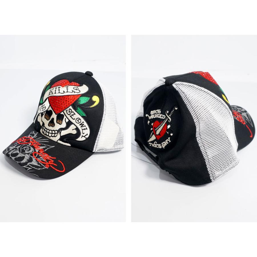 Ed Hardy エド・ハーディー ハートスカル刺繍 ラインスストーン Ed Hardy エド・ハーディー ハートスカル刺繍 ラインスストーン