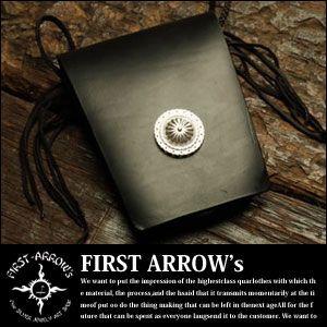 ファーストアローズ メディスンバッグ レザー ブラック フリンジ コンチョ FIRST ARROW's（ファーストアローズ） ポイント2倍!! コンチョL付 四角
