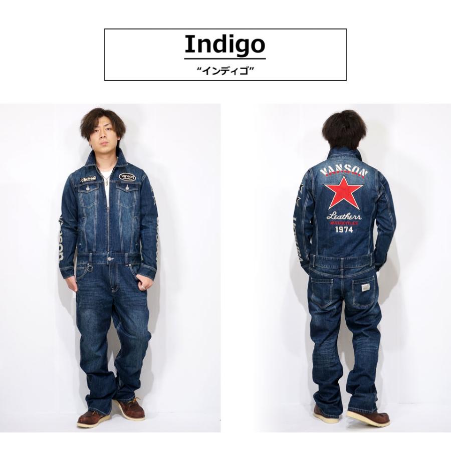 VANSON バンソン ワンスター 刺繍 つなぎ オールインワン ワーク