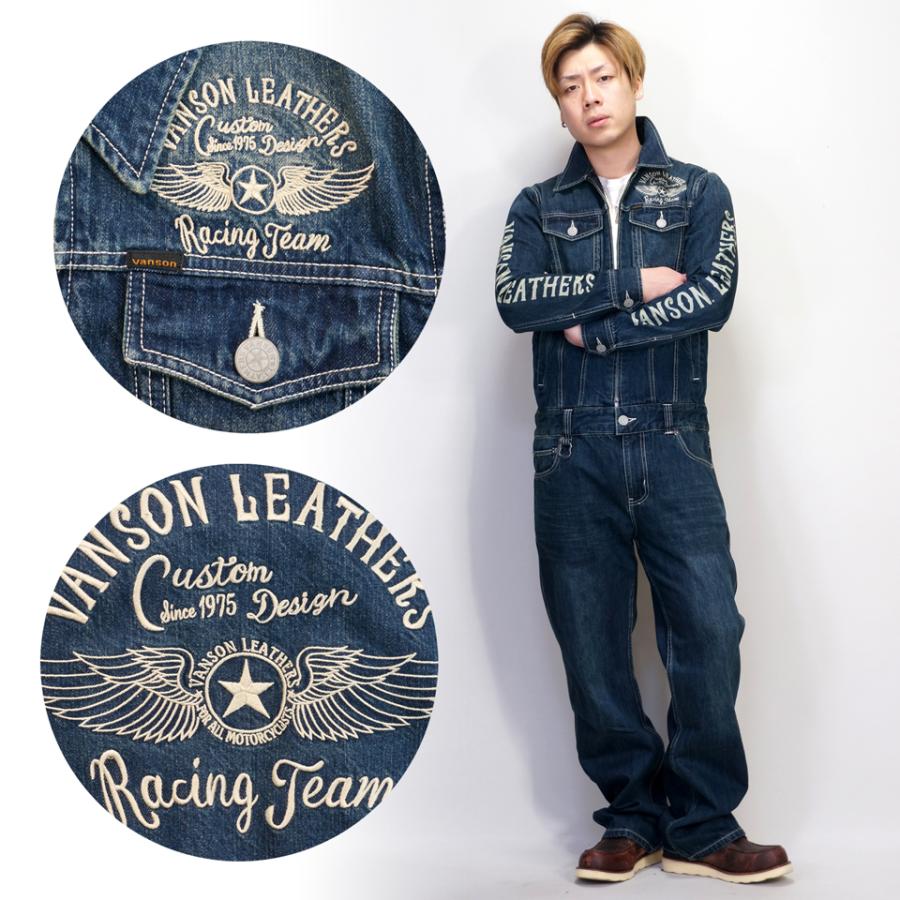 VANSON バンソン フライングスター刺繍 つなぎ オールインワン VANSON バンソン フライングスター刺繍 つなぎ オールインワン