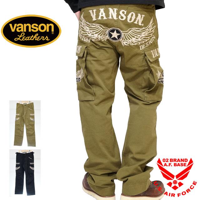 VANSON バンソン カーゴパンツ(NVBL-2201)ウィングスター 刺繍 VANSON（バンソン） フライングスター刺繍 ツイル カーゴパンツ メンズ