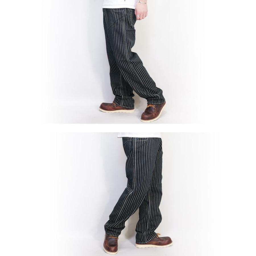 VANSON / ウォバッシュ/ヨークベルト付ワークパンツ/ストレートパンツ/30/コットン/BLK/ストライプ/404 VANSON（バンソン） ヨークベルト付き デニム＆ダック ワークパンツ