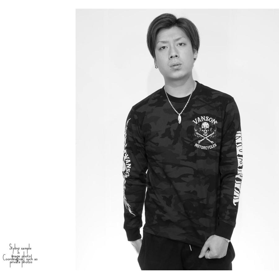 オンラインストア価格 バンソン クロスボーンスカル刺繍 天竺 長袖T