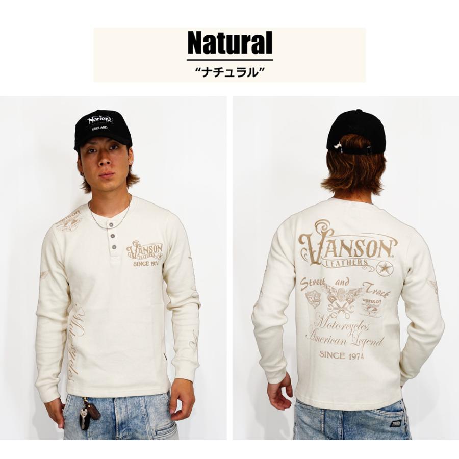VANSONロンT VANSON（バンソン） クロスピストン 刺繍 ヘンリーネック サーマル長袖