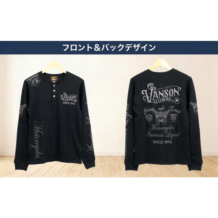 VANSON（バンソン） クロスピストン 刺繍 ヘンリーネック サーマル長袖