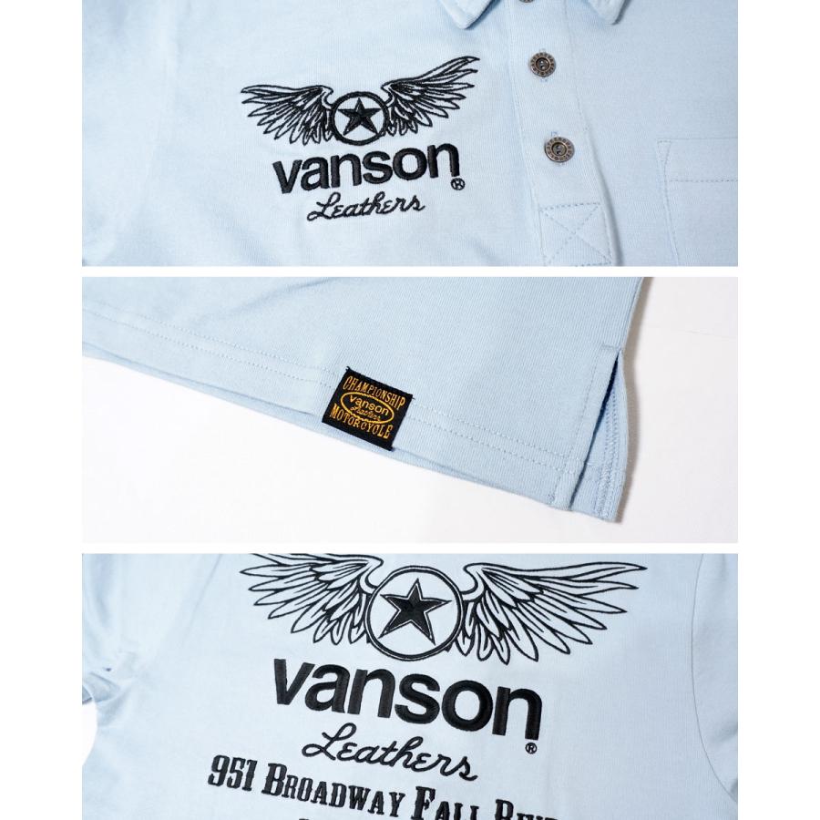 バンソン フライングエンブレム刺繍 天竺 半袖ポロシャツ メンズ 新作2024年モデル VANSON nvps-2201｜02brand｜09