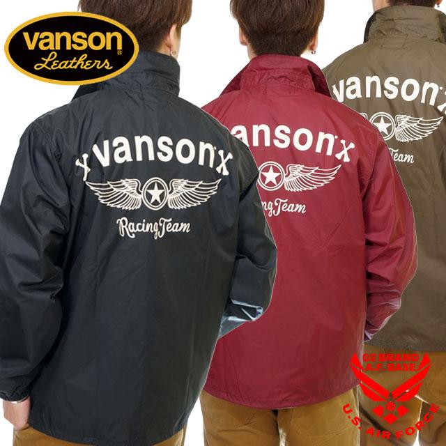 VANSON（バンソン） ロゴプリント 裏地付き ナイロンコーチジャケット