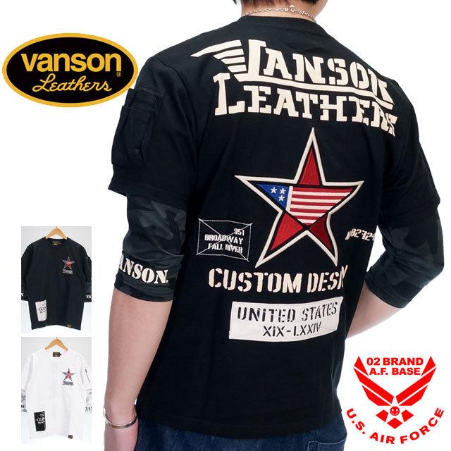 メーカー包装済 バンソン スター刺繍 ドライ袖 フェイクレイヤード 7分袖tシャツ メンズ 21年モデル Vanson Nvst 2103 魅了 Www Muslimaidusa Org