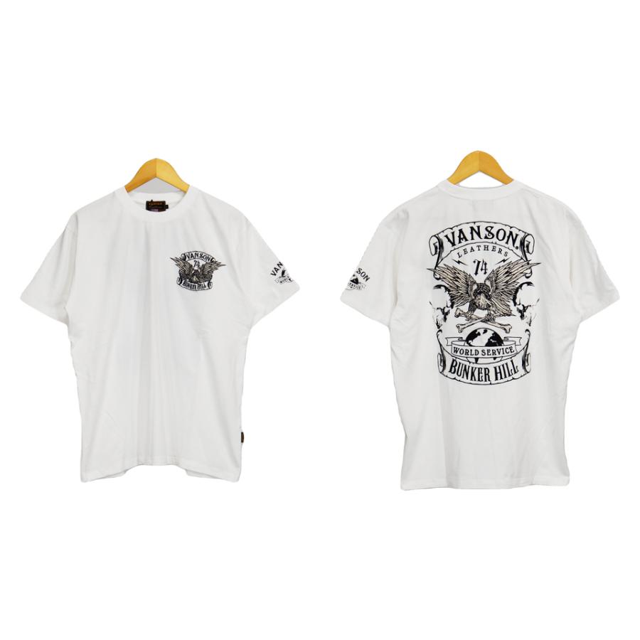 VANSON（バンソン） クロスボーンイーグル 刺繍 半袖Tシャツ メンズ