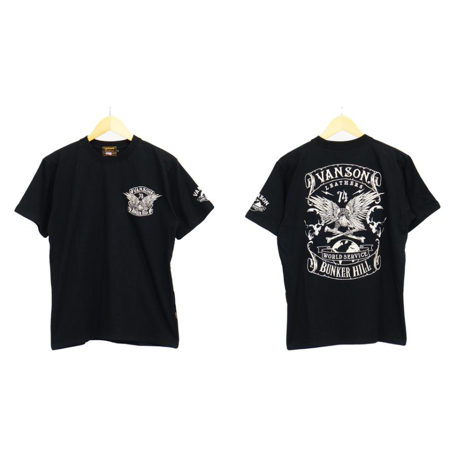 VANSON（バンソン） クロスボーンイーグル 刺繍 半袖Tシャツ メンズ