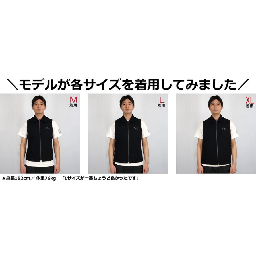 VANSON（バンソン） ラインロゴ ボーン刺繍 デニムベスト ジレ メンズ