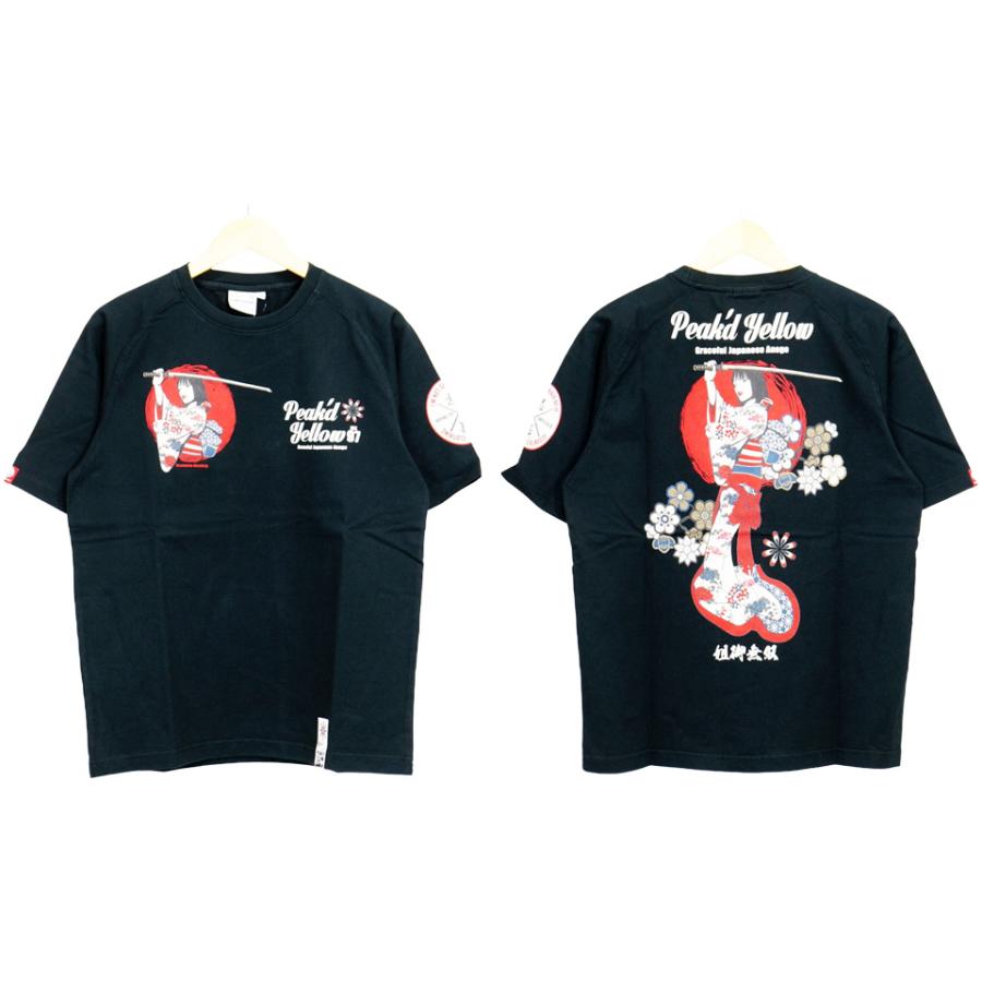 PEAK'D YELLOW（ピークドイエロー） 姐御無双 日本刀 和柄 半袖Tシャツ