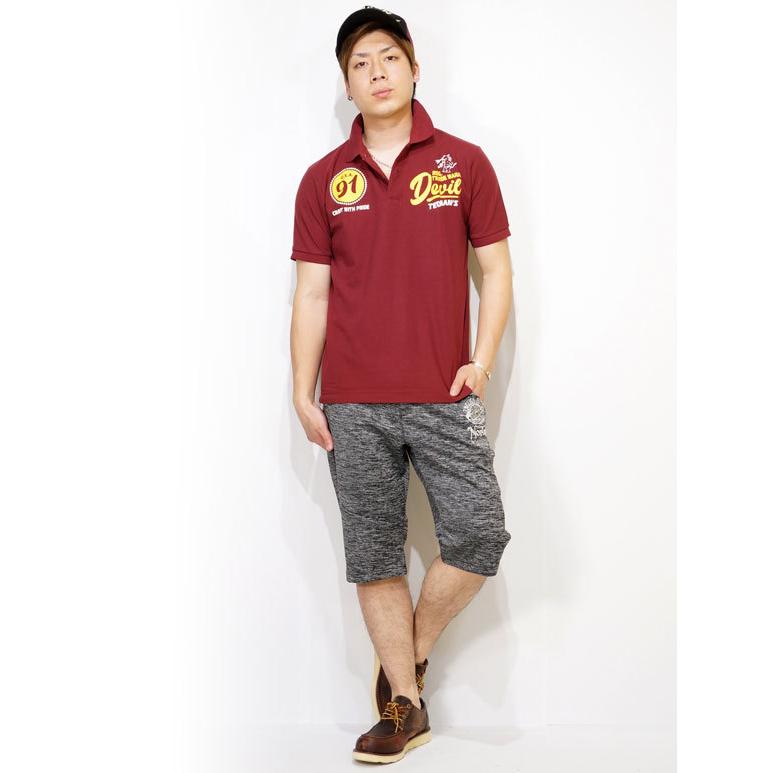 テッドマン Lucky Red Devil レタリングプリント ドライ半袖ポロシャツ メンズ ユニセックス 新作2022年モデル
