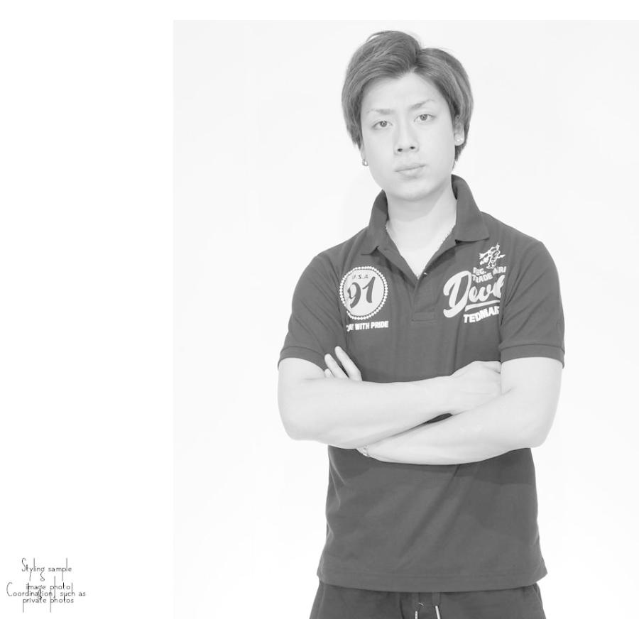 テッドマン Lucky Red Devil レタリングプリント ドライ半袖ポロシャツ メンズ ユニセックス 新作2022年モデル