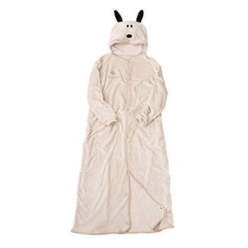 西川 リビング 着る毛布 ベージュ 肩幅60cm着丈136cm裾幅80cm スヌーピー 着ぐるみ毛布 フード付 一人暮らし 新生活 ベージュ S