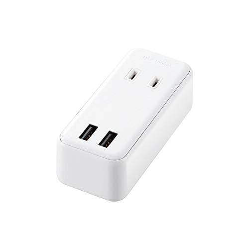 エレコム 電源タップ USB コンセント 直挿し USB×2個 AC差し込み口×2個 2.4A ホワイト MOTU0722WH