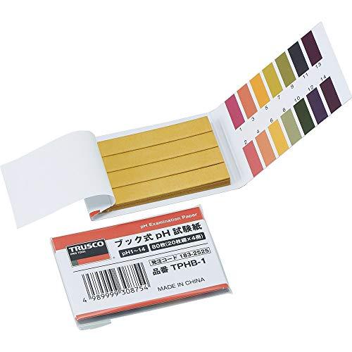 TRUSCO トラスコ ブック式pH試験紙 pH1~14 20枚綴X4冊 TPHB1