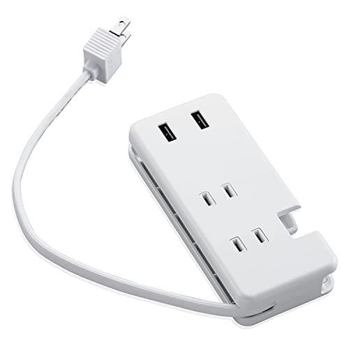 エレコム 電源タップ USBタップ USB-A×2ポート 12W AC3個口 ケーブル収納 ホワイト MOT-U12-2302WH