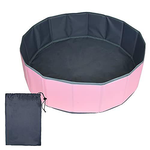 ボールプール プレイサークル 折り畳み式 軽量 コンパクト 収納袋付き 持ち運び (ピンク×ブルー)