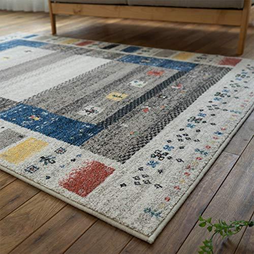 2138円 贈答 2138円 予約 サヤンサヤン ギャベ柄 ラグマット オアシス1 80x150 1畳 ブルー ウィルトン織 ベルギー製