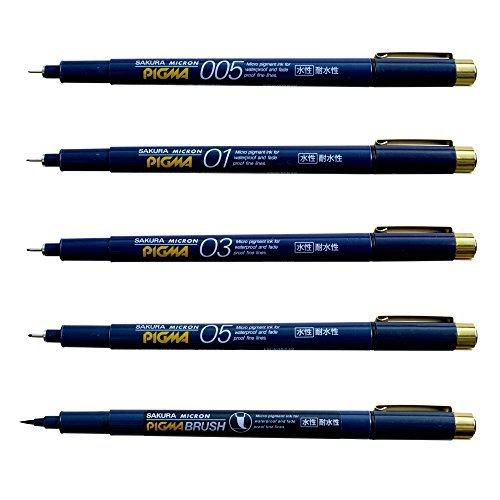 サクラクレパス 水性ペン ピグマ 5種セット 黒 ESDK-5#49