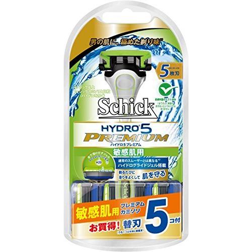 シック Schick 5枚刃ハイドロ5 プレミアム 敏感肌用 ホルダー 本体 + 替刃 5コ付 コンボパック 男性カミソリ