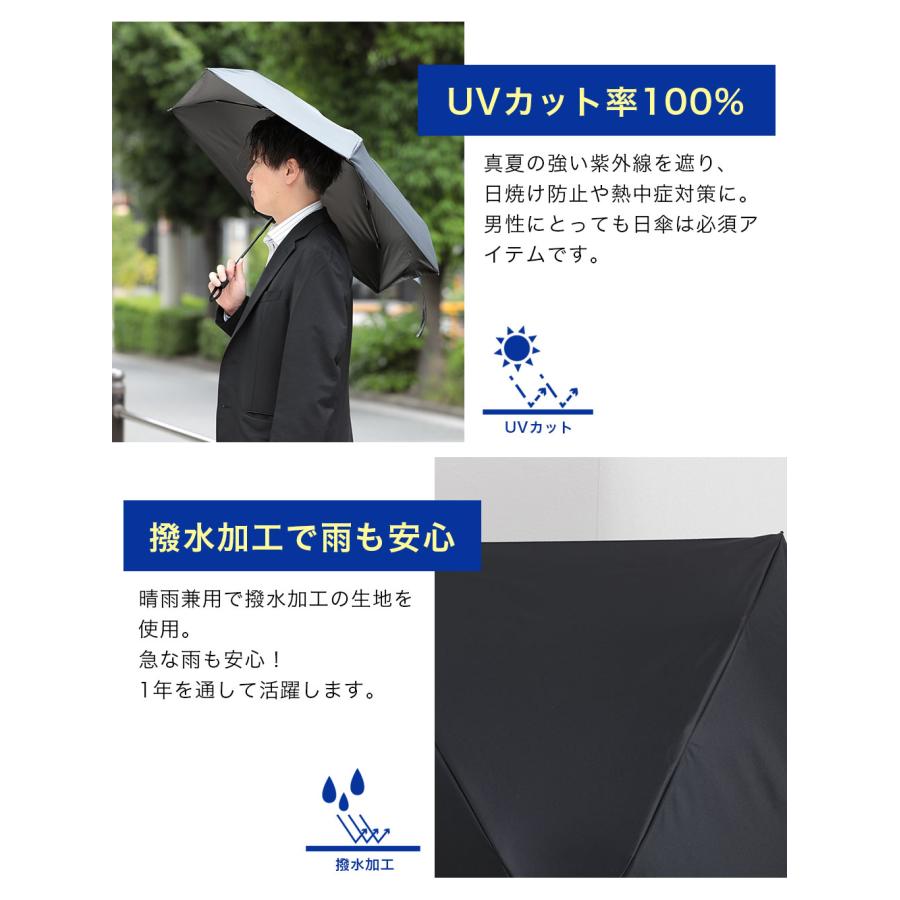 日傘 送料無料 晴雨兼用 折りたたみ傘 遮光率 UVカット 100％ メンズ