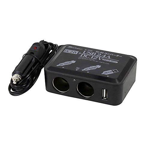 メルテック 車載用 DCDCコンバーター デコデコ 2way (USB&アクセサリーソケット) DC24V ソケット2口5AUSB1口2.4A アクセ