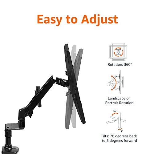 Amazonベーシック デスクマウント デュアル モニターアーム ブラック MIS アームの伸縮