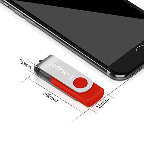 5個セット 64GB USBメモリ Exmapor USBフラッシュメモリ 回転式 ストラップホール付き 五色（黒、赤、緑、青、白）｜0312｜02