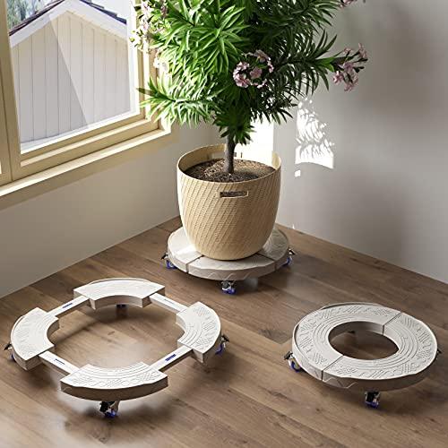 DEWEL 花台 鉢受プレート移動できる植木鉢台 キャスター付き 伸縮タイプ サイズ調節可 植木鉢台 ブレーキ付き 洗濯機 台 360°移動便利 調節