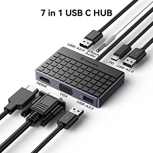 USB C ハブ Yottamaster 7-in-1 Type C ハブ 変換アダプタ【4K HDMI出力ポート /VGAポート/ PD 100W｜0312｜02