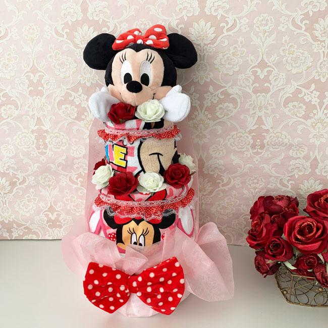 出産祝い　ディズニー おむつケーキ パペット ミニー オムツケーキ　女の子 | Disney | 01