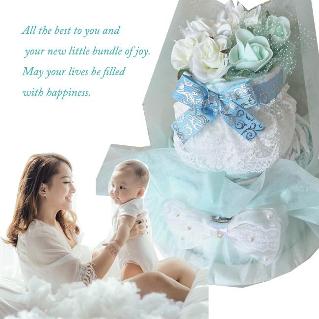 おむつケーキ 姫 ご子息 ご令嬢 ラグジュアリー かわいい 上品 シンプル インテリア　出産祝い オムツケーキ 男の子 女の子 |  | 06