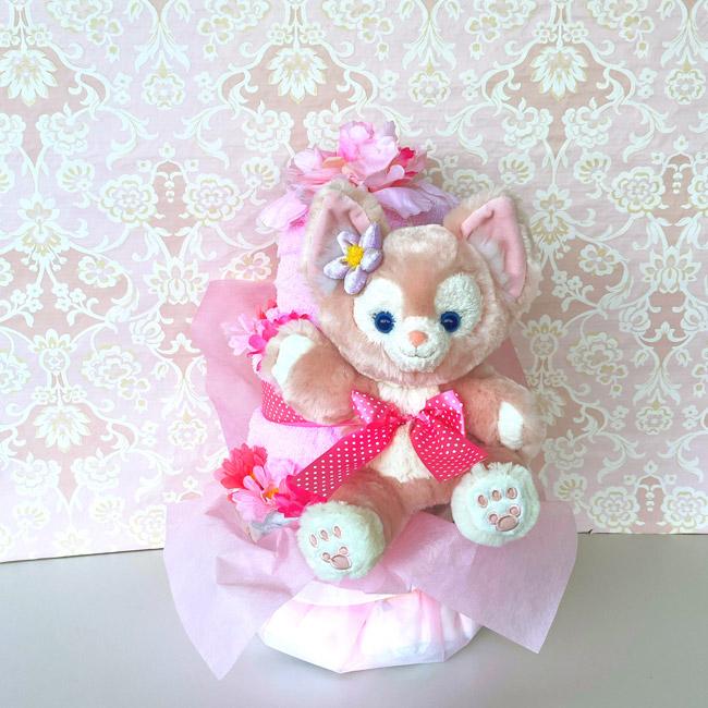 おむつケーキ リーナベル パペット ディズニー 出産祝い ディズニーシー限定商品付 オムツケーキ 人気 女の子 ピンク かわいい 花 誕生日 クリスマス ひなまつり | Disney | 02