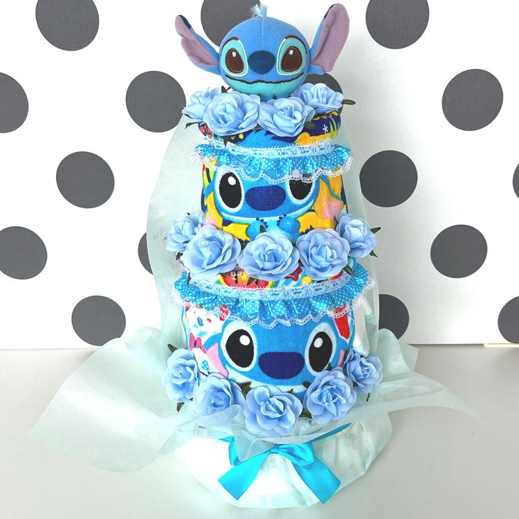 Disney（ディズニー） スティッチ おむつケーキ 出産祝い 3段おむつ