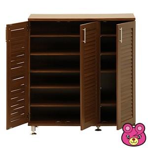 【新品・送料無料】ルーバーシューズボックス ワイド　ブラウン ルーバーシューズボックス ワイド ブラウン ／インテリア：不二貿易