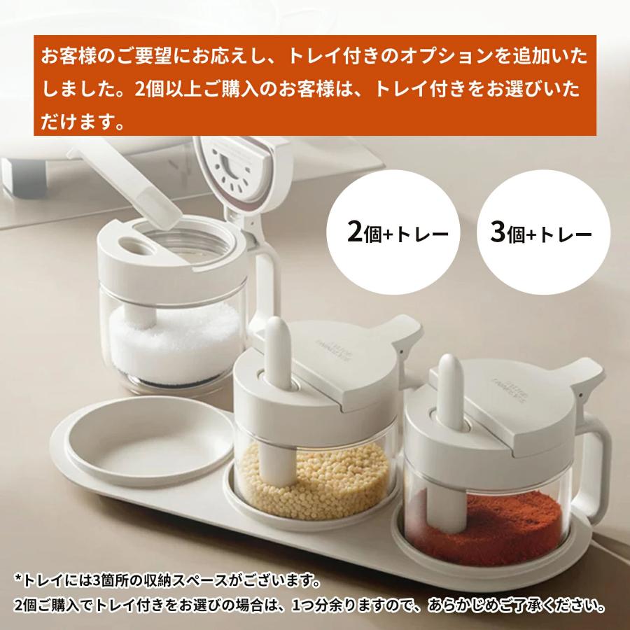 スプーン付き調味料ケース 密閉 ガラス 調味料ボトル スパイス入れ 塩