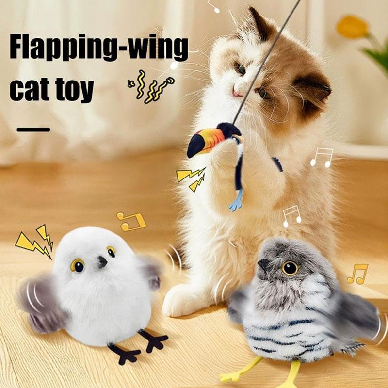 猫 おもちゃ 羽ばたく鳥 カッコウ・シジュウカラ USB充電式 鳥 電動