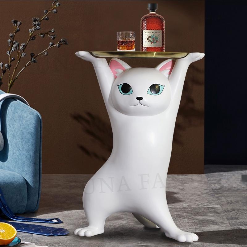 キャットサイドテーブル サイドテーブル ベッドサイドテーブル ネコ型