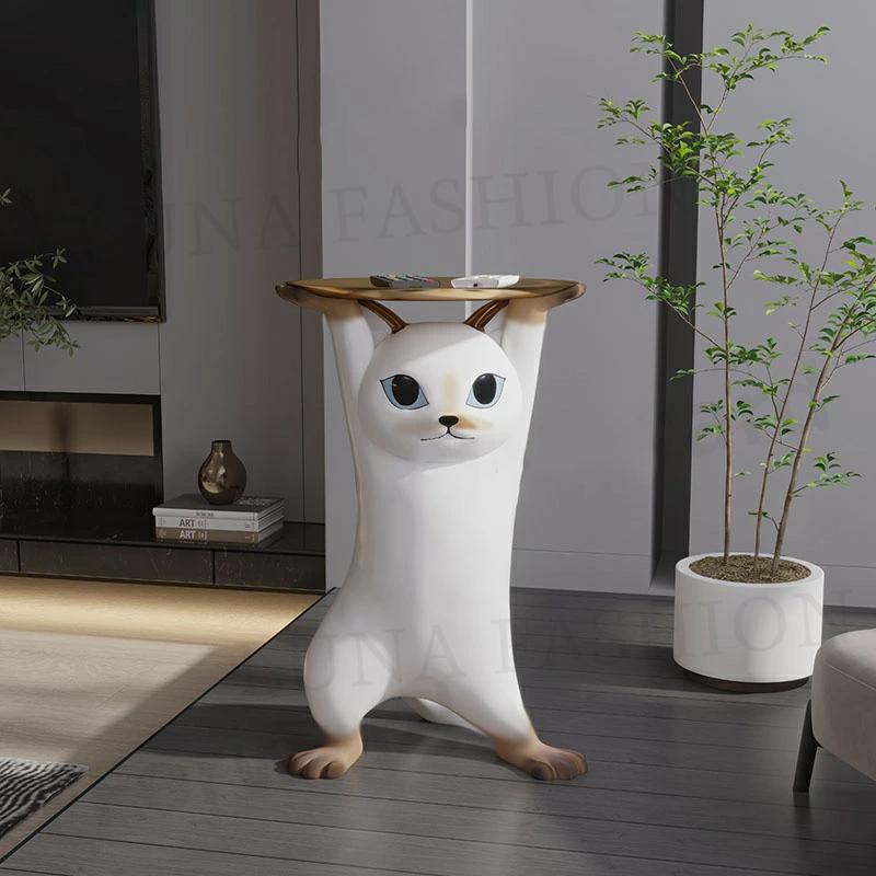 キャットサイドテーブル サイドテーブル ベッドサイドテーブル ネコ型