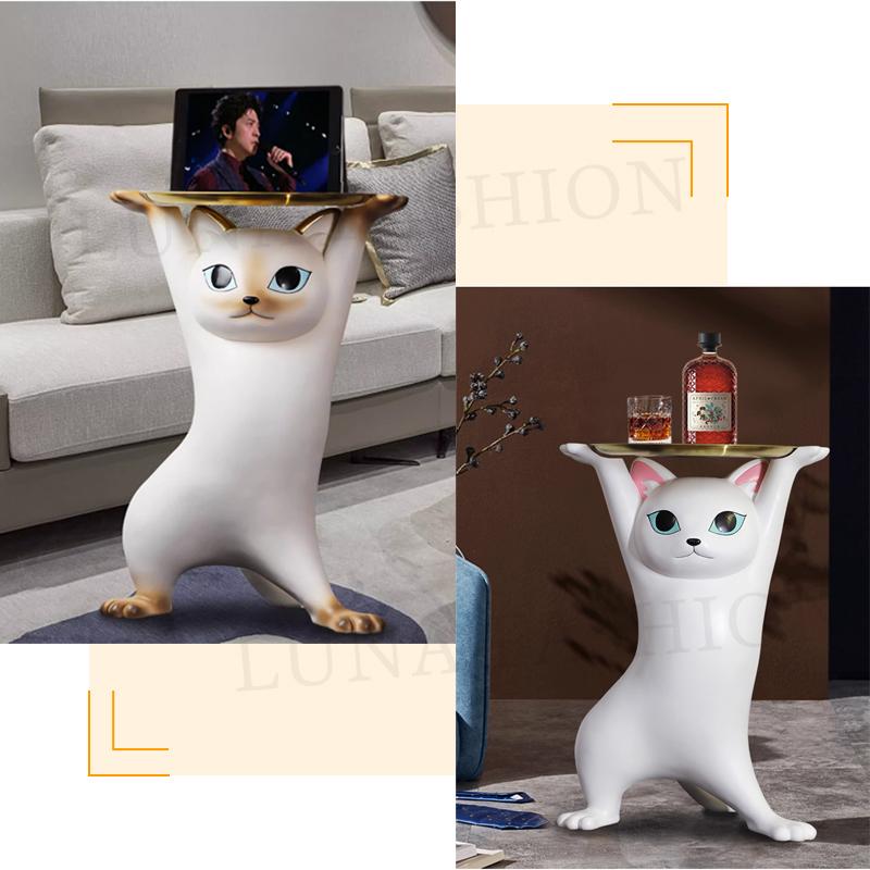 キャットサイドテーブル サイドテーブル ベッドサイドテーブル ネコ型