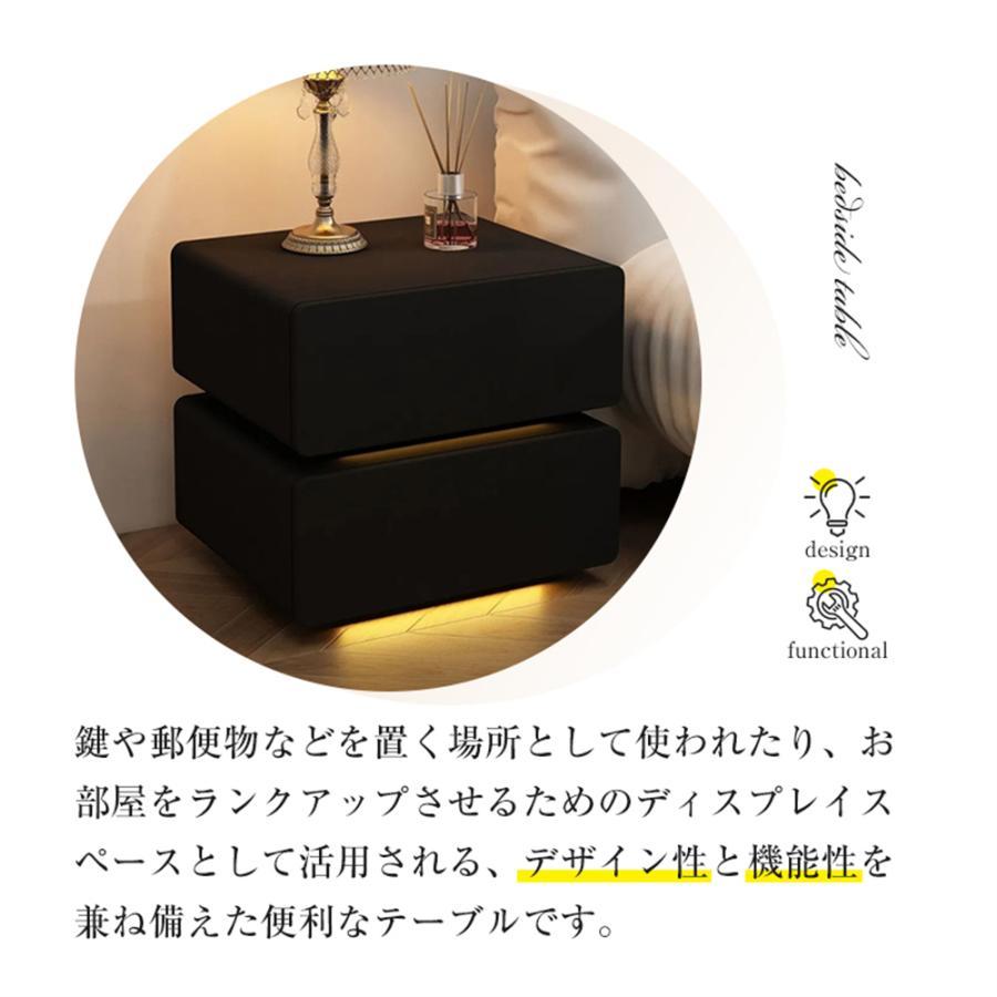 サイドテーブル ナイトテーブル ベットサイドテーブル 多機能 韓国インテリア 北欧風 実木製ベッドサイドデスク 組み立て不要 テーブル 極簡 引き出し | ブランド登録なし | 02