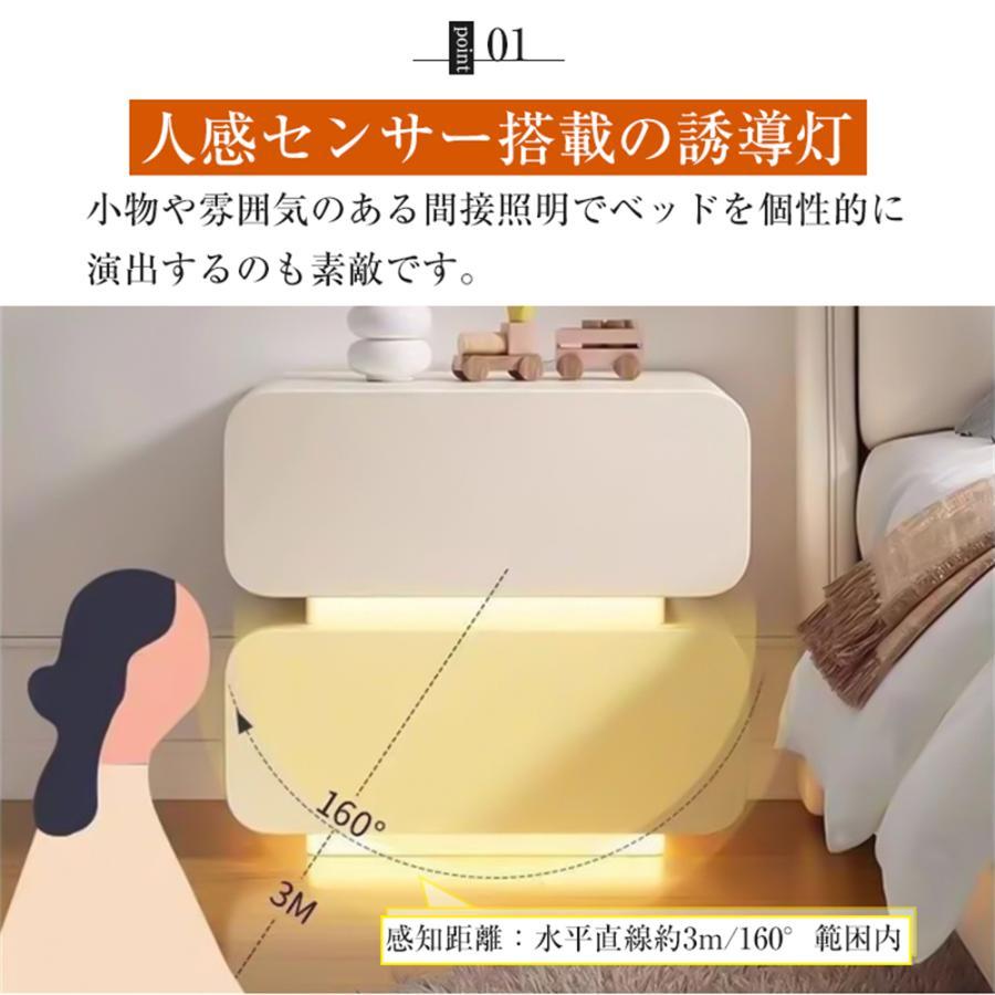 サイドテーブル ナイトテーブル ベットサイドテーブル 多機能 韓国インテリア 北欧風 実木製ベッドサイドデスク 組み立て不要 テーブル 極簡 引き出し | ブランド登録なし | 03