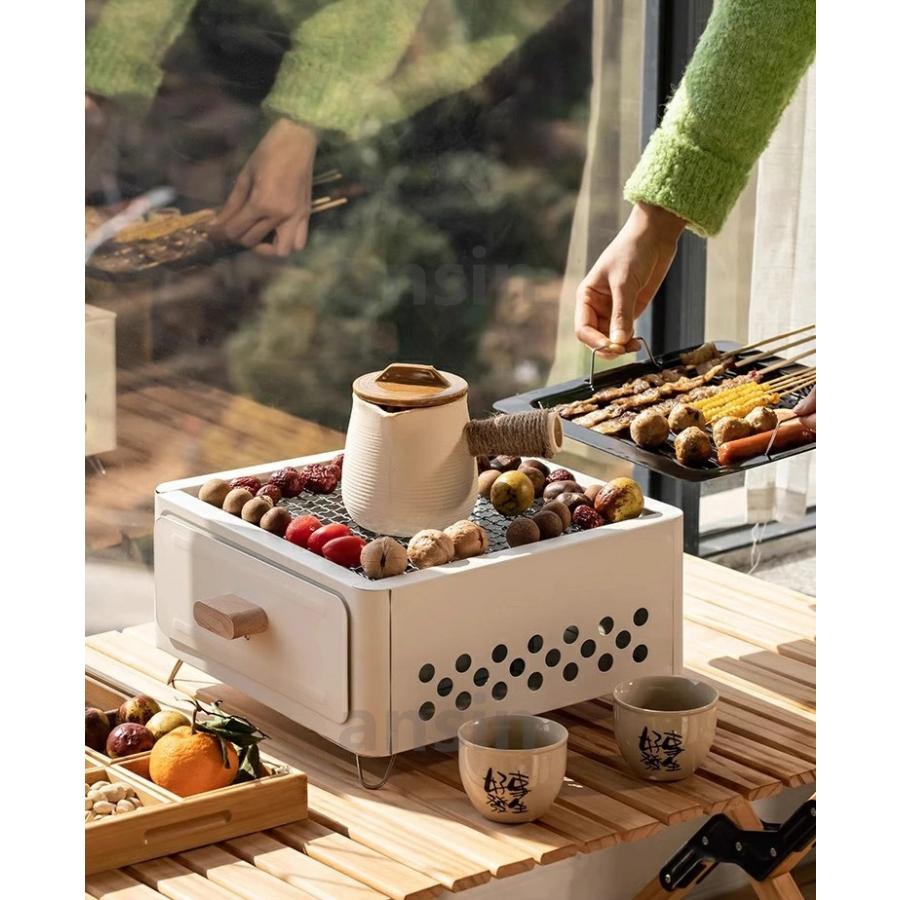 バーベキューコンロ 焚き火台 卓上バーベキューグリル BBQグリル 鉄板