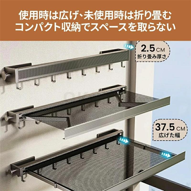 壁掛けハンガー 折りたたみ 梅雨対策 省スペース 伸縮式物干しラック